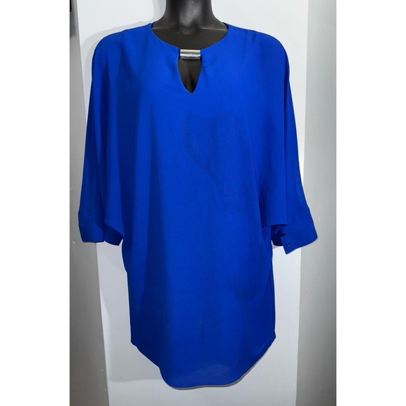 Belle Badgley Mischka lined cobalt blue crepe shift dress size US 12 - Picture 1 of 10